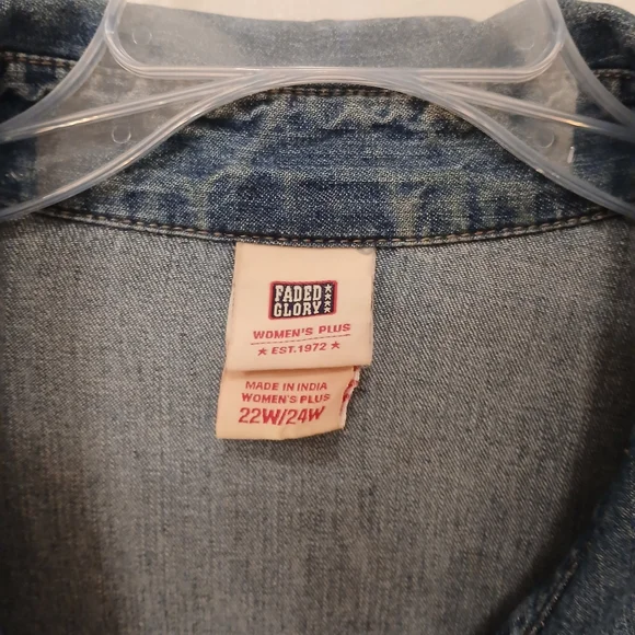 Vintage Faded Glory Denim Blouse Shirt Top Women's Size 22/24W - Picture 2 of 8